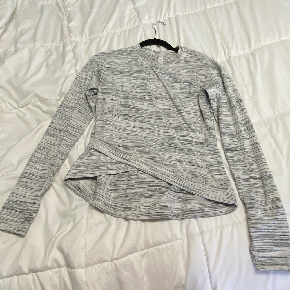 Gray and white Lululemon long sleeve